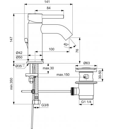 IDEAL STANDARD Mitigeur lavabo série Ceraline avec vidage