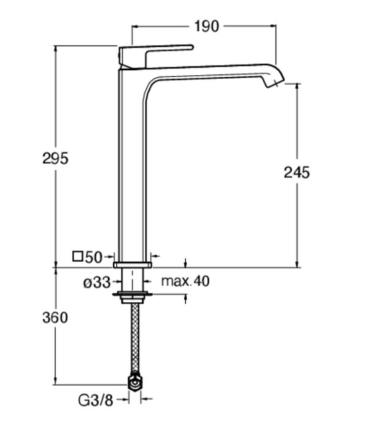 Cristina Rubinetterie Quadri S Qs922 miscelatore Lavabo senza scarico