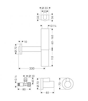 Sifone estetico con rubinetto arresto serie Flowstar Hansgrohe art.521