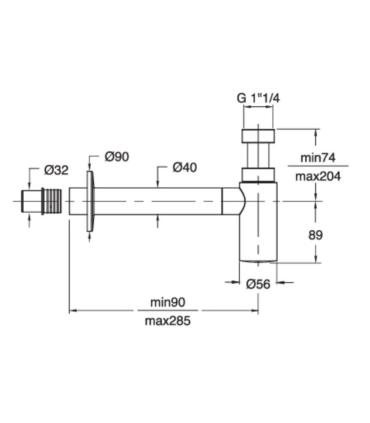 Silfra CRIAc790 sifone lavabo Abs 1"1/4