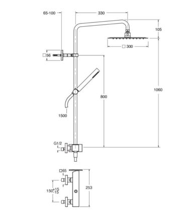 Cristina Rubinetterie Tabula Ta409 Complete shower column