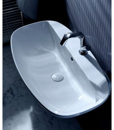 Lavabo a parete Ceramica Flaminia Nudaslim con piano rubinetteria