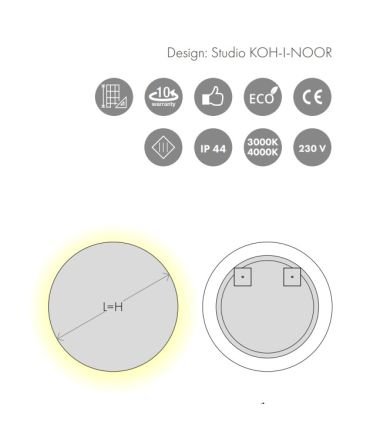 Koh-i-Noor mirror, Tondo Ambiente with back lighting