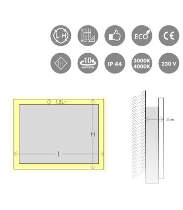 Mirror, Koh-i-noor, Mate 4 Led Series, Model L46023, with lu frame